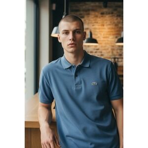 Lacoste SPORT Men's Blue Plain Short Sleeve Polo Shirt  FR 7 US XXL EUC 3-button